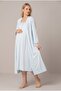 Women's Blue Lace Long Sleeve Maternity Nightgown Set with Easy Nursing Features and Robe - 4