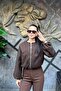 Zero Collar Waist Elastic Detailed Cashmere Bomber Jacket Sun502 - 5