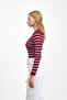 Burgundy Ribbed Simit Collar Striped Knitwear Body Sweater - 3