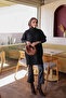 Black Cold Yarn Knitwear Tunic with Cufflinks - 2