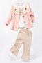 Baby Girl Set Floral Embroidered Lace Collar 3-Piece Jacket Bottom Top Set Girls' Set 6 9 12 18 24 Months Premium Set - 6