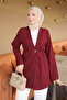 Burgundy Cuffed Single Button Dabıl Crep Jacket - 3