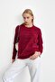 Burgundy Crew Neck Angora Soft Knit Sweater