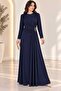 Double-Breasted, Crew-Neck, Draped Shoulders, Buckle Accessory Detailed Dress