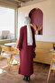 Burgundy Mercerized Stone Embellished Knitwear Dress - 5