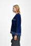Navy Blue Crew Neck Striped Angora Soft Knit Sweater - 3