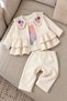 Baby Girl Set Floral Detailed Ruffled 3-Piece Jacket Bottom Top Set Children's Set 6 9 12 1 8 24 Months - 2