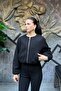 Zero Collar Waist Elastic Detailed Cashmere Bomber Jacket Sun502 - 5