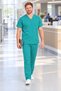 Men's Green Nurse and Doctor Uniform V-Neck Relaxed Fit Elastic Waist Piping Bottom Top Set