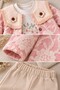 Baby Girl Set Floral Embroidered Lace Collar 3-Piece Jacket Bottom Top Set Girls' Set 6 9 12 18 24 Months Premium Set - 5