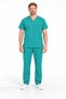 Men's Green Nurse and Doctor Uniform V-Neck Relaxed Fit Elastic Waist Piping Bottom Top Set - 3