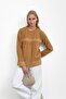 Biscuit Crew Neck Striped Angora Soft Knit Sweater