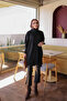 Black Cold Yarn Knitwear Tunic with Cufflinks - 3