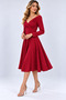 Women's Long Sleeve Double Breasted Collar Skirt Flounce Crepe Dress - 6