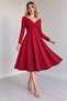 Women's Long Sleeve Double Breasted Collar Skirt Flounce Crepe Dress