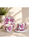 Purple Flower Pattern Handmade Ceramic 2-Piece Coffee Cup Set