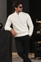 Men's Knitwear Sweater Half Zipper Turtleneck Knitted Patterned Long Sleeve Winter Sweater - 2