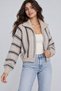 Women's High Collar Zippered Striped Short Knitwear Cardigan - 3
