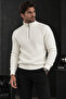 Men's Knitwear Sweater Half Zipper Turtleneck Knitted Patterned Long Sleeve Winter Sweater