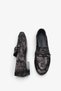 Estore Women's Genuine Leather Ballerinas - Black Glitter - 4