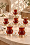 Tılsım 12 Piece Tea Set Gold Gilded Crystal Cut Glass Tea Cup Set - 4