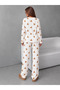 Women's Long Sleeve Patterned Report Fabric Soft Pajama Set – Relaxed Fit Crew Neck Bottom Top Set - 3