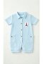 Million 4626 Marine Blue Striped Wooden Button Half Sleeve Jumpsuit - 2
