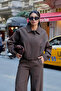 Mink Oversize Bomber Jacket and Pants Set - 2