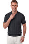 Men's Zippered Polo Collar Striped Textured Smoked Knitwear T-Shirt Regular Fit Soft Textured 2608007 - 2