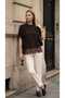 Lace Detailed Bat Pattern Knitwear Sweater