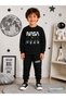 Winter Unisex Black Tracksuit, Black Sweat Top and Bottom Set