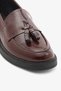 Burgundy Patent Leather Genuine Leather Tasseled Women's Loafer Shoes - 3