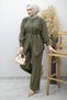 Hidden Button Waist Drawstring Double Suit Tsd260176 Khaki - 2