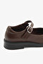 Brown Genuine Leather Ballerinas with Buckle Detail - 7