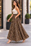 100% Cotton Viscose Leopard Pattern Concealed Pocket Flared Skirt - 2