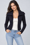 Women's Wide Collar Double Zipper Hair Braided Cardigan - 4