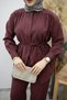 Hidden Button Waist Drawstring Double Suit Tsd260176 Plum - 5