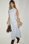 Savelle Women's Degaje Collar Slit Long Blue / Patterned Dress - 2