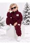 Winter Thick Fleece Stand Collar Zippered Girls and Boys Baby Kids Top and Bottom Set 1-5 Years Old - 4