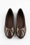 Nevles Women's Ballerina Flats with Front Pleats and Buckle, Brown Wrinkled - 3