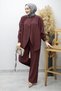 Hidden Button Waist Drawstring Double Suit Tsd260176 Plum - 6