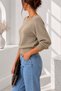 Women's Crew Neck Raglan Cut Mink Knitwear Sweater - 3