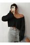 Low Shoulder V-Neck Spanish Sleeve Tricot Crop Sweater