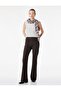 Buttoned High Waist Pocketed Spanish Flare Denim Trousers - Flare Jeans