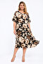 Women's Plus Size, Black, Floral Pattern, Low Sleeve Viscose Dress 65N39637 - 3
