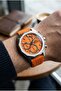 Orange Men's Wristwatch |   45mm Stainless Steel Case, Silicone Cord - 3