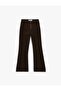 Buttoned High Waist Pocketed Spanish Flare Denim Trousers - Flare Jeans - 4