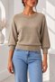Women's Crew Neck Raglan Cut Mink Knitwear Sweater - 2