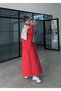Red Parachute Fabric Zippered Jacket Skirt Double Set - 7080 - 4