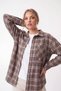 Women's Plaid Pocketed Off-Shoulder Oversize Loose Long Sleeve Lumberjack Shirt Jacket - 2